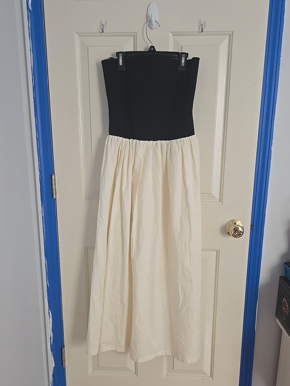 Paper Heart Strapless Black and Cream Maxi Dress